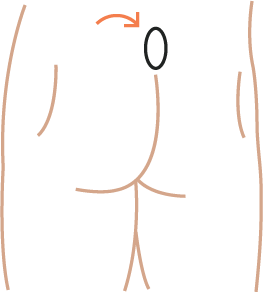 Pad placement on the lower back, just above the buttocks