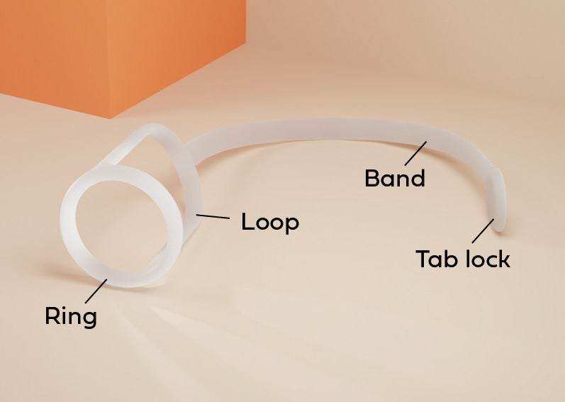 Xialla parts: ring, loop, band, and tab lock